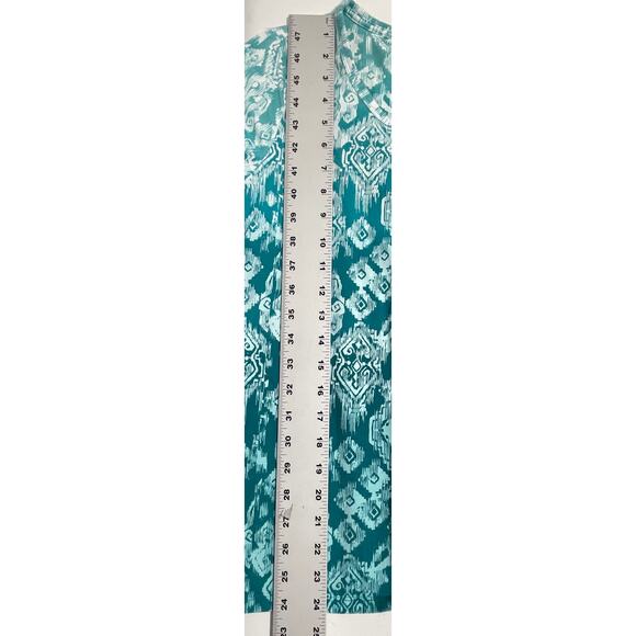 Style Co Top Women Size M Green White Short Sleeves Casual Stretch Cotton Boho - Picture 4 of 5